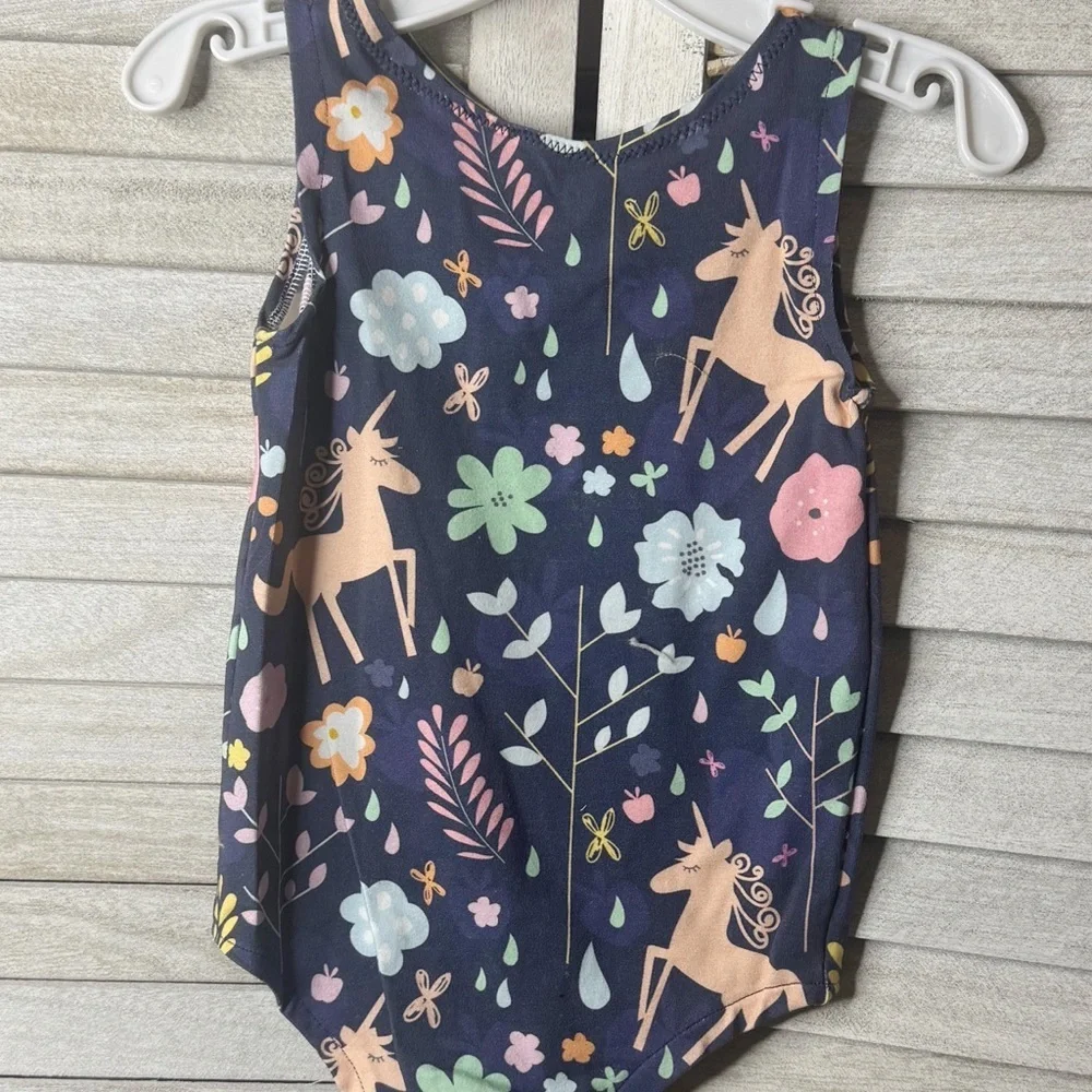 Handmade Unicorn Floral Romper Size 2/3 Navy Toddler Boutique Outfit Small Shop